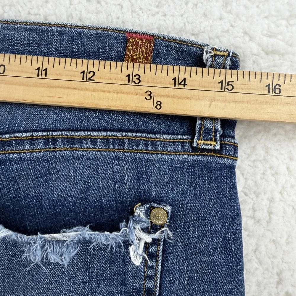 7 For All Mankind The Ankle Skinny Jeans Womens 30 Blue Distressed Stretch 30x27